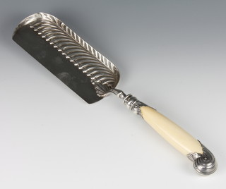 An Edwardian silver and ivory crumb scoop, Sheffield 1902 