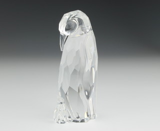 A Swarovski Crystal figure of a penguin and baby penguin 5", boxed