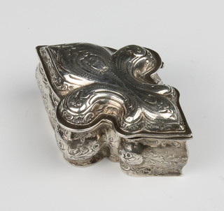 A 19th Century Augsburg silver box in the form of a fleur de lis 52 grams 2 1/2"  (import marks 1901) 