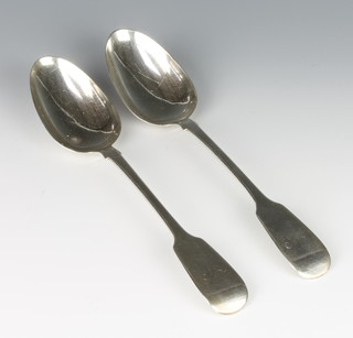 A pair of William IV silver fiddle pattern serving spoons London 1830 140 grams