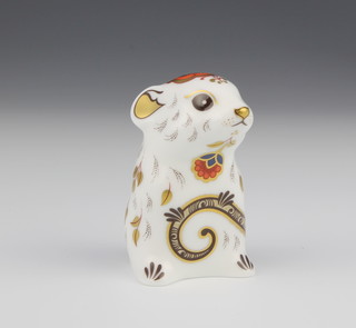  Royal Crown Derby Imari pattern paperweight Mouse with gold stopper 3" 