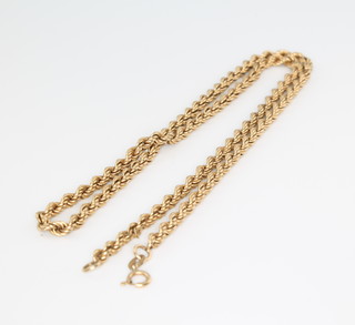 A 9ct yellow gold rope twist necklace, 6 grams