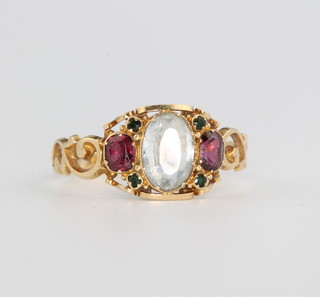 A Victorian yellow gold paste and garnet ring size M