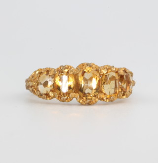 A 9ct yellow gold citrine set ring size N 1/2