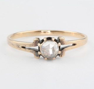 A yellow gold single stone diamond ring size  M 1/2