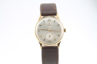 Tudor, A gentleman's 9ct yellow gold wristwatch with seconds at 6 o'clock in original box