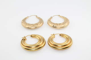 Two pairs of 9ct yellow gold earrings 11.9 grams