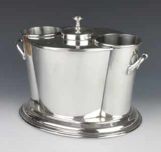 A silver plated twin handled 2 bottle wine cooler