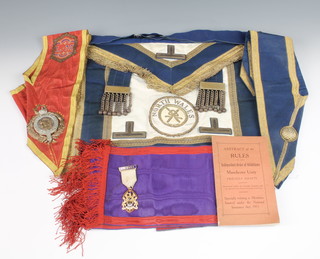 Provincial Grand Officers apron and collar, Oddfellows sashes and a jewel 