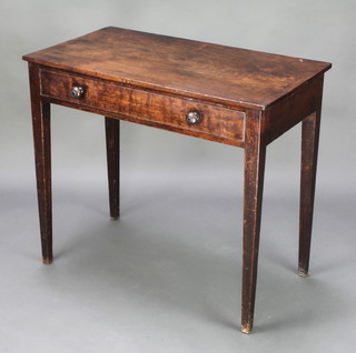 A 19th Century rectangular mahogany side table fitted a drawer, raised on square tapered supports 29" x 33" x 18" 