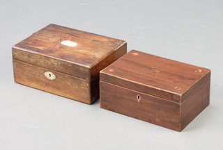 A Victorian rosewood trinket box the lid inlaid mother of pearl 5" x 10" x 8" together with 1 other 19th Century box 5" x 10" x 7" 