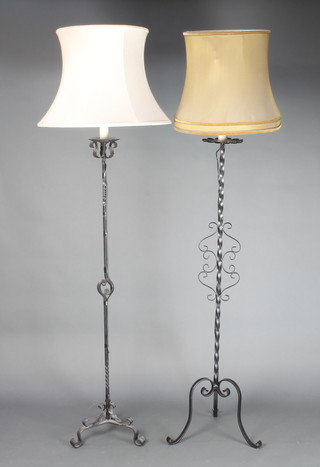 2 wrought iron standard lamps 