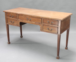 A Georgian style mahogany side table fitted 1 long drawer flanked by 4 short drawers raised on square tapering supports, spade feet 31"h x 54"w x 22"d 