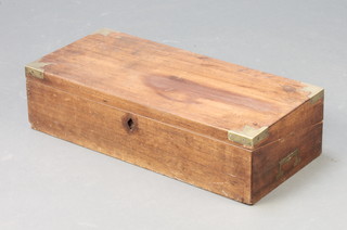 A Victorian mahogany and brass banded writing slope 6"h x 22"w x 10" (no interior)