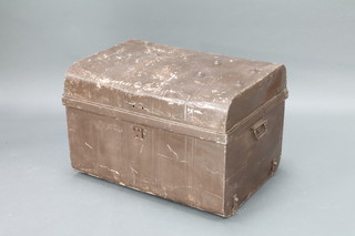 A 19th/20th Century metal trunk with hinged lid 20"h x 20 1/2"w x 22"d 