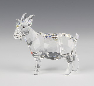 A Swarovski figure of a goat No 97351/9100000078, designed by Elizabeth Adam, 2 1/2"h, contained in a fitted box