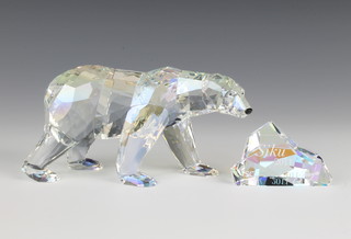 A Swarovski figure Siku Polar Bear with iceberg plaque 2011, No 1053154/9100000258, designed by Anton Herzinger, complete with plaque, 7"h, contained in a fitted box