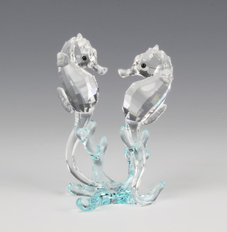A Swarovski figure group "Seahorses" No 885589/9100000059, designed by Edith Mair, 3"h, contained in a fitted box