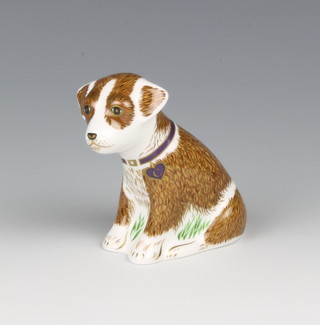 A limited edition Royal Crown Derby paperweight, "Colin the Puppy" 3 1/2" with gold stopper, No 465/500