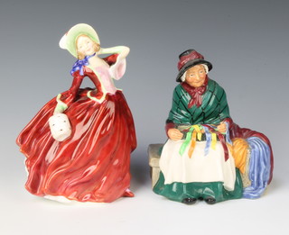 Two Royal Doulton figures "Silks and Ribbons" HN2017 6 1/2"h and "Autumn Breezes" HN1934 8"h