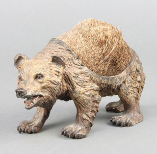 An Austrian cold painted bronze nib cleaner in the form of a walking brown bear impressed Geschutzt 5 1/2" 