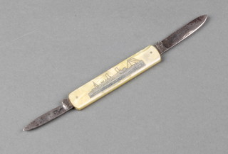 A ships souvenir pen knife, Epress of France 1919-1931 with 2 blades stamped Erms Solingen