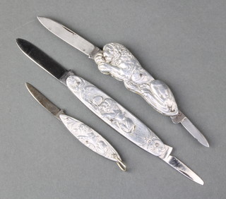3 Swiss souvenir knives, all made in Solingen, each knife marked by a different German factory