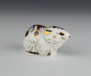 A Royal Crown Derby Imari pattern paperweight Bank Vole with silver stopper 3" 