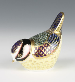 A Royal Crown Derby Imari pattern paperweight Chaffinch with gold stopper 3 3/4" 