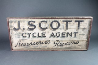 Of Horsham Interest, a painted sign for J Scott of Queen St, Horsham - Cycle Agents, Accessories and Repairs  24" x 54"