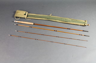 A Hardy Bros Phantom Holokona split cane fly rod 8' No 6 Lines fly rod with 2 spare tips complete with bag