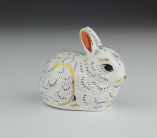 A Royal Crown Derby Imari pattern paperweight Bunny with gold stopper 3" 