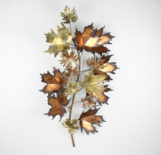 Curtis Jere, "Autumn Leaves" a copper and brass wall sculpture 