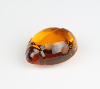 A Baccarat glass amber ladybird paperweight 2"