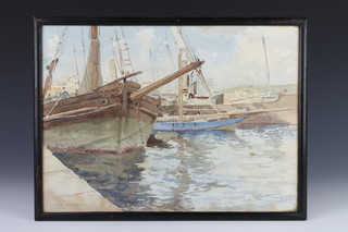 Jean Lefeuvre (1882 - 1975), watercolour signed and dated 1903, "Cannes" study of the harbour 10 1/2" x 14 1/2"  
