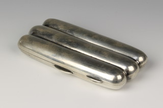 A Victorian silver triple torpedo cigar case 121mm x 60mm, Birmingham 1896, 116 grams