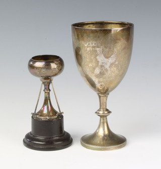 A silver polo trophy Birmingham 1924 3"h and a silver presentation goblet, Birmingham 1926