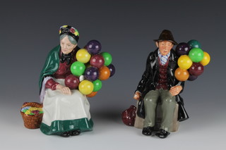 Two Royal Doulton figures - The Balloon Man HN1954 7 1/2" and The Old Balloon Seller HN1315 7" 