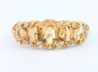 A 9ct yellow gold citrine set ring size N 1/2
