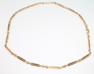 A 9ct yellow gold necklace with long links 18" 24grms 