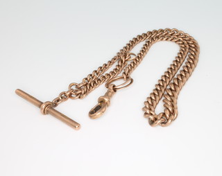 A 9ct yellow gold Albert with T bar and clasp 31.6grms