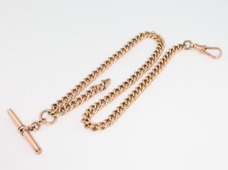 A 9ct yellow gold Albert with T bar and clasp, 30.5 grams