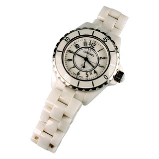 Chanel, a lady's white porcelain J12 Calendar wristwatch on a ditto braclet, marked JG00827