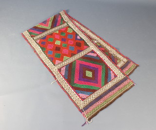 A Suzni multicoloured Kilim runner formed of 5 panels 96" x 23 1/2" 
