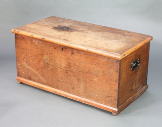 A 19th Century hardwood coffer with iron drop handles the interior fitted a candlebox 18"h x 37"w x 19"d
