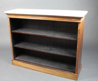 A Regency rosewood bookcase fitted adjustable shelves with white veined marble top raised on a platform base 37"h x 48"h x 40 1/2"d, possibly made up