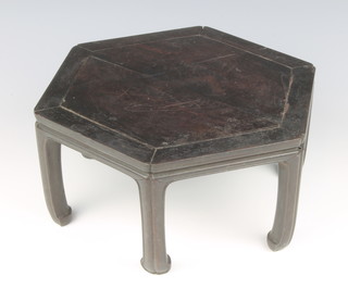 A Chinese Padouk wood hexagonal stand of simple form 24cm 