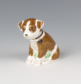 A limited edition Royal Crown Derby paperweight, "Colin the Puppy" 3 1/2" with gold stopper, No 338/500