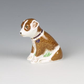 A limited edition Royal Crown Derby paperweight, "Colin the Puppy" 3 1/2" with gold stopper, No 452/500