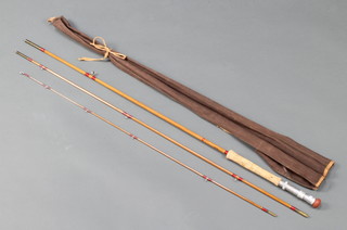 A split cane 10ft Cameron fly fishing rod with cloth case 